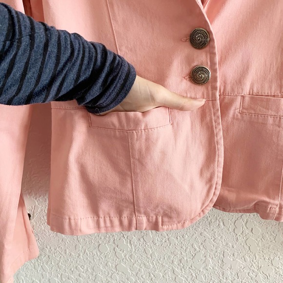 Coral Pink Bronze Button Blazer Jacket - Picture 4 of 7
